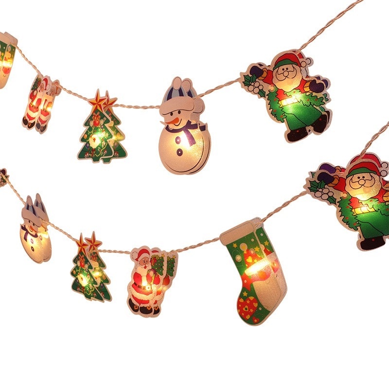 Dây đèn LED 1.2/2.5m hình ông già nô-en/người tuyết xinh xắn trang trí cây thông Noel