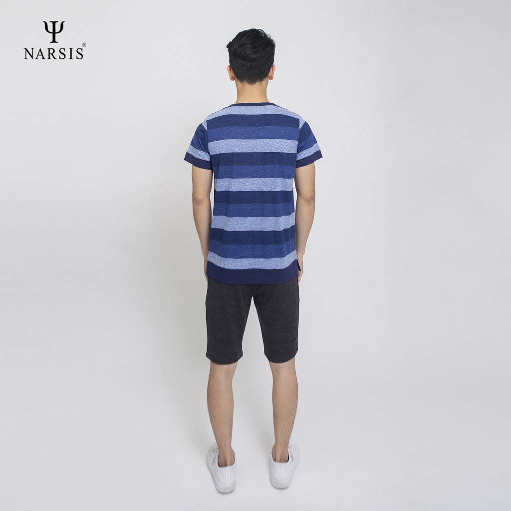 Áo nam màu xanh kẻ Narsis D5018