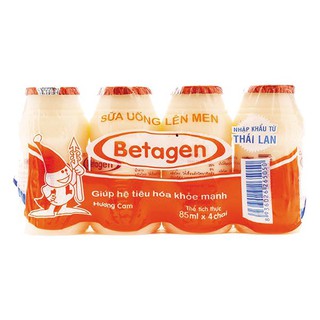 E - Lốc 4 Sữa Chua Uống Men Sống Betagen Cam 85Ml
