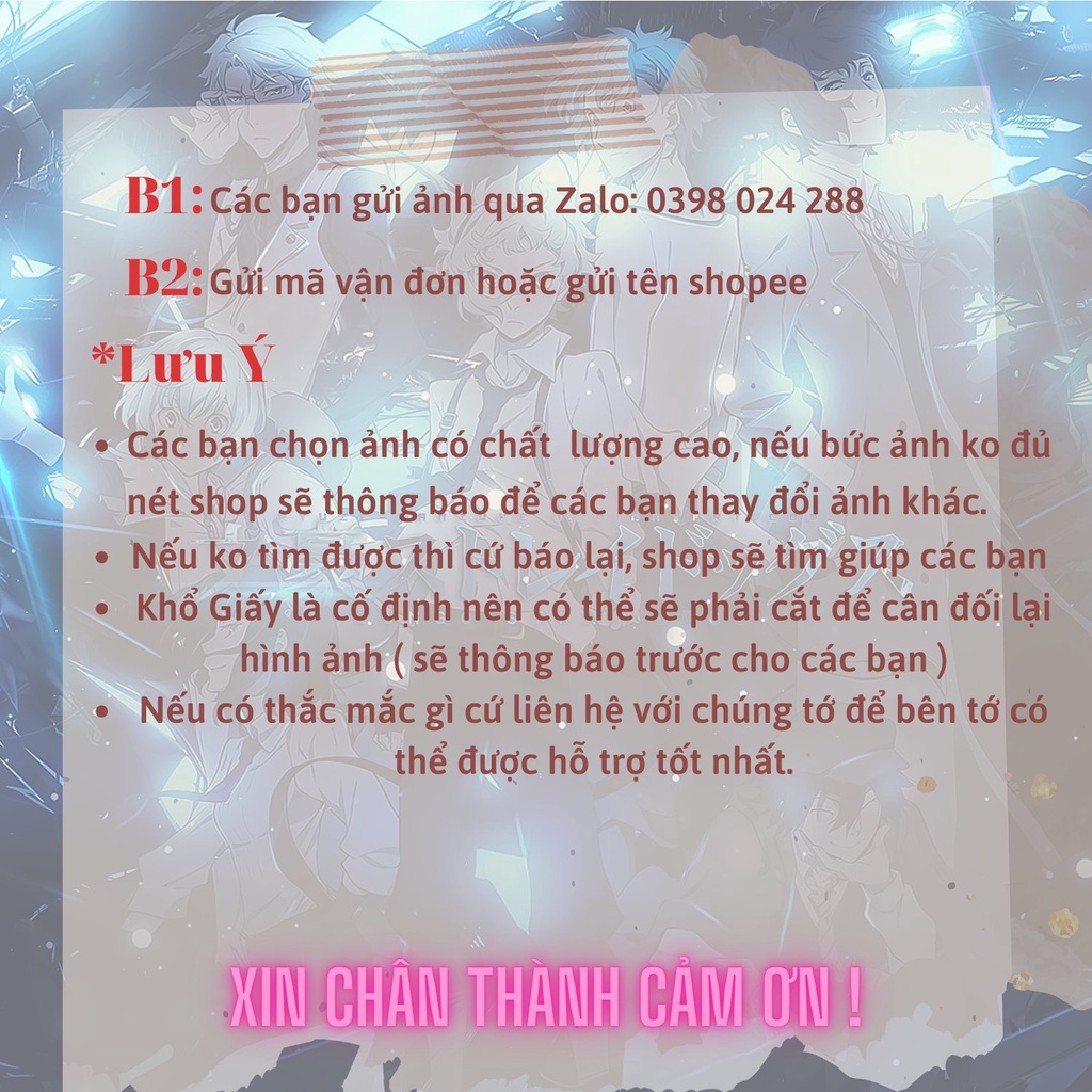 Poster ANIME Bungou stray dogs Decal Có Keo Dán Sẵn, Áp Phích Bungou stray dogs Kích Thước A3 42x30cm