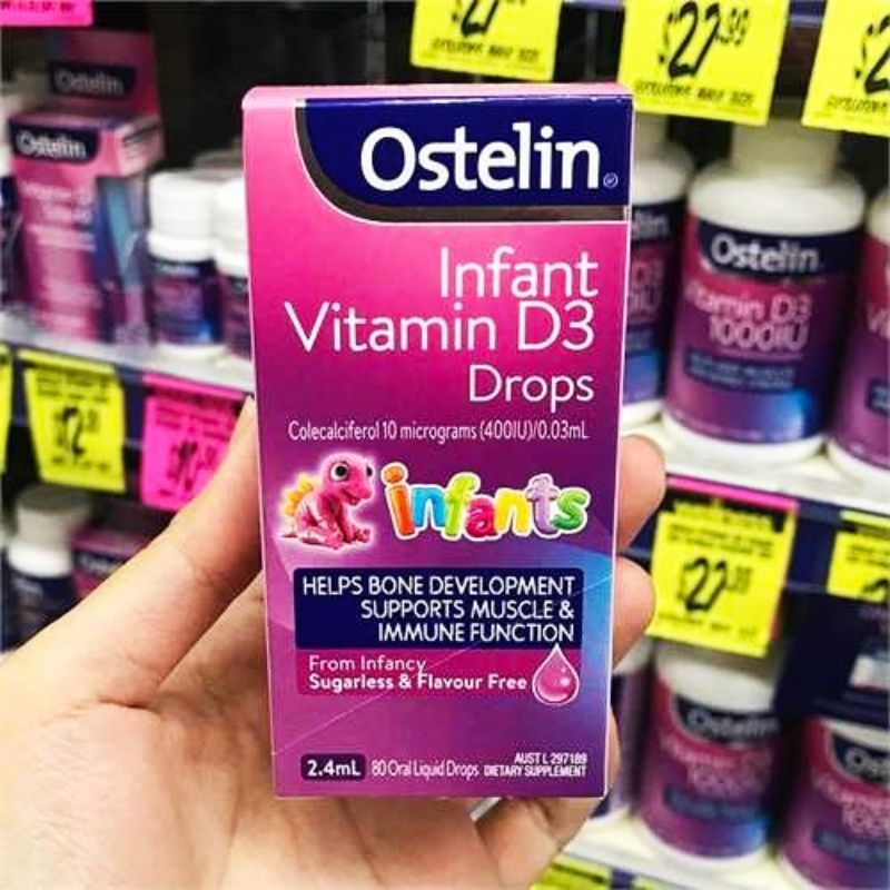 Vitamin D3 cho bé,Ostelin Vitamin D3 Drops 2,4ml bổ sung cho bé từ sơ sinh