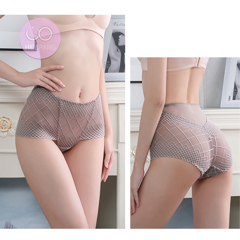 Quần lót nữ ren nâng mông big size cho người 90kg họa tiết caro xuyên thấu gợi cảm HEYPANG VN035