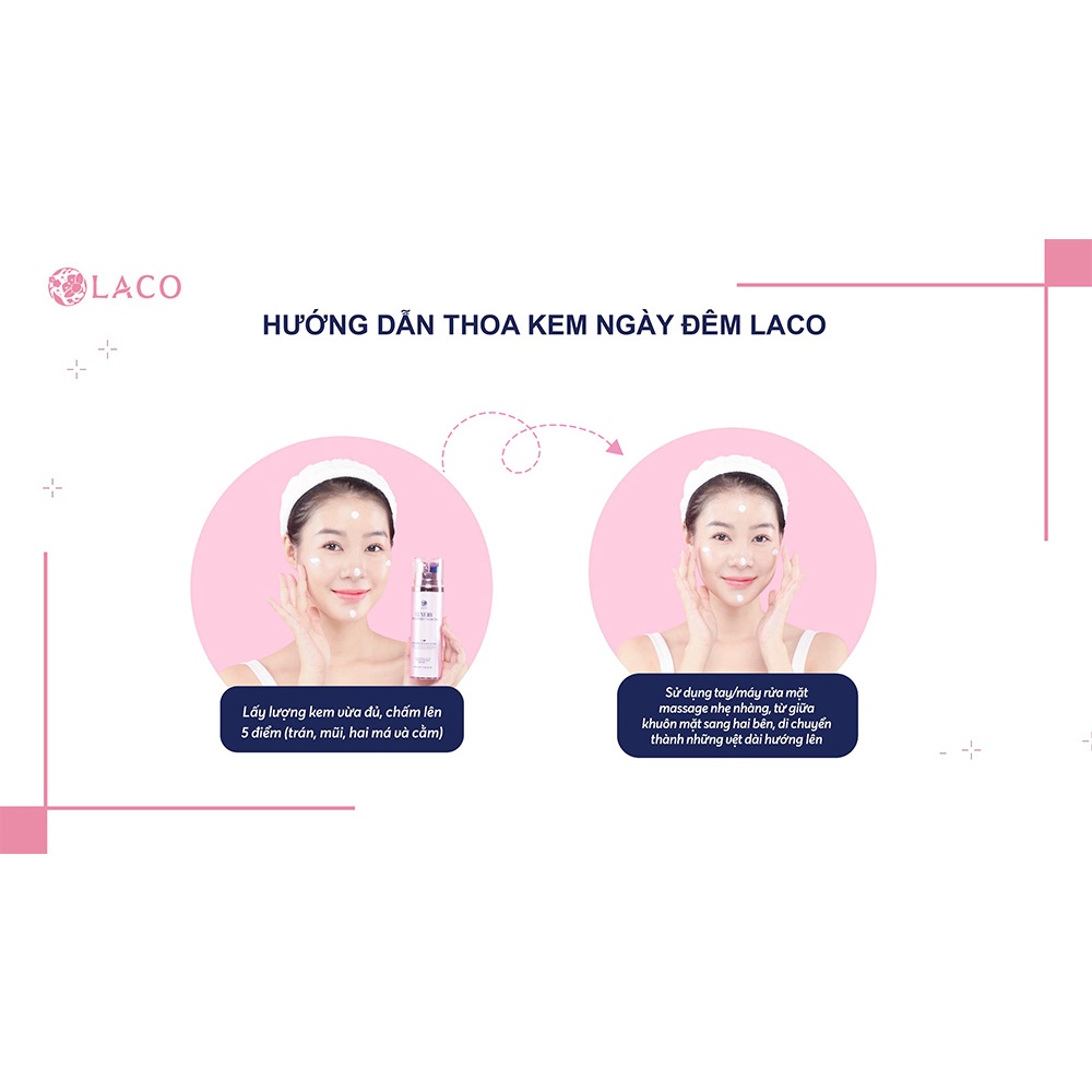 Kem Ngày và Đêm Laco 2 trong 1 Luxury Day & Night Cream Duo 54ml dưỡng ẩm, làm sáng da + 12pcs bông nở