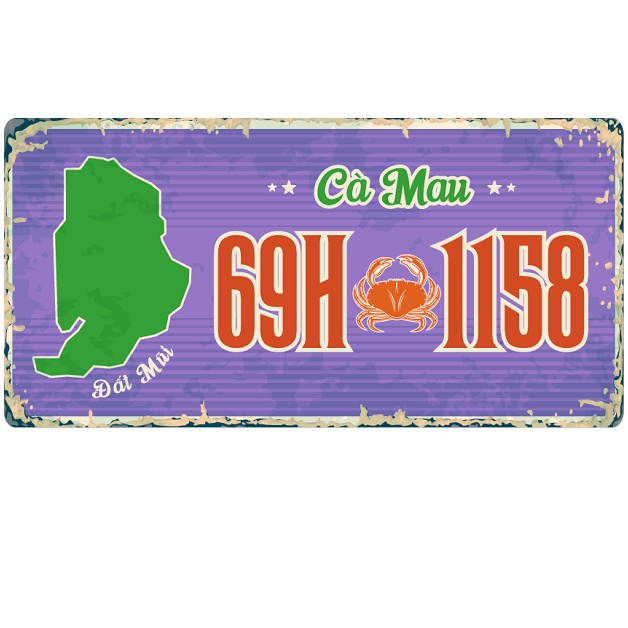 Tranh thiếc biển số 64 tỉnh thành Việt Nam trang trí retro quán nhậu, bar club, quán cafe, quán bia, nhà hàng
