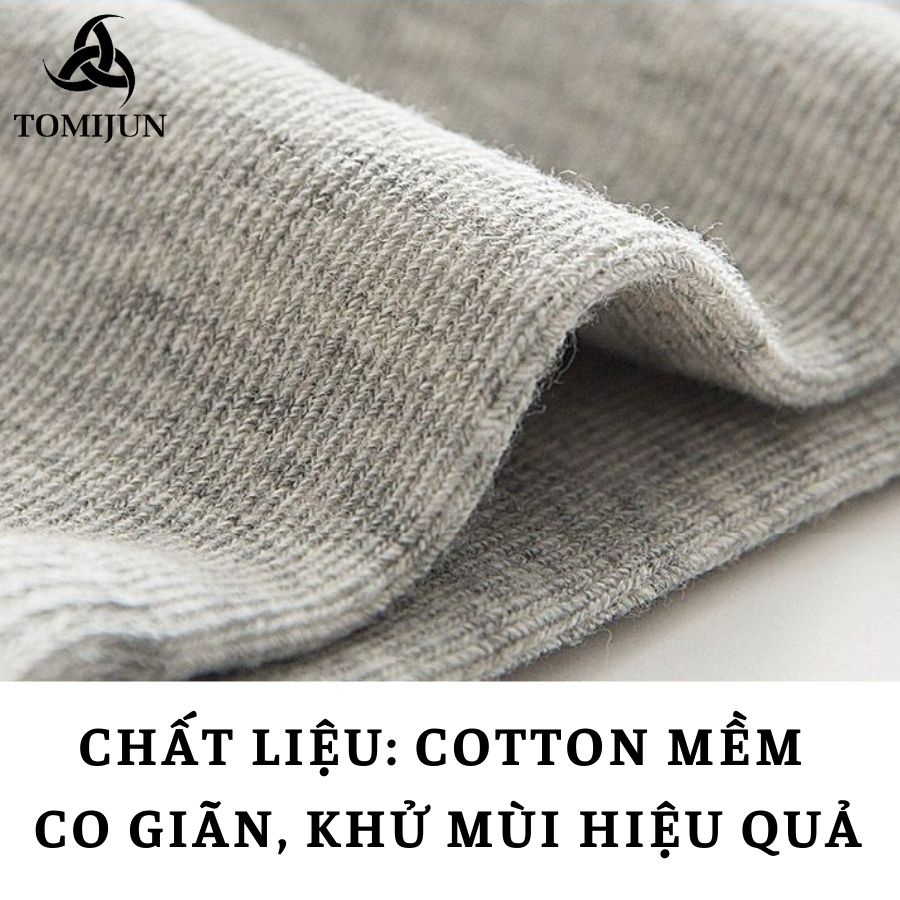 Vớ tất cổ ngắn nam nữ thể thao cotton trơn TOMIJUN mềm mịn, kháng khuẩn, khử mùi và thoáng khí