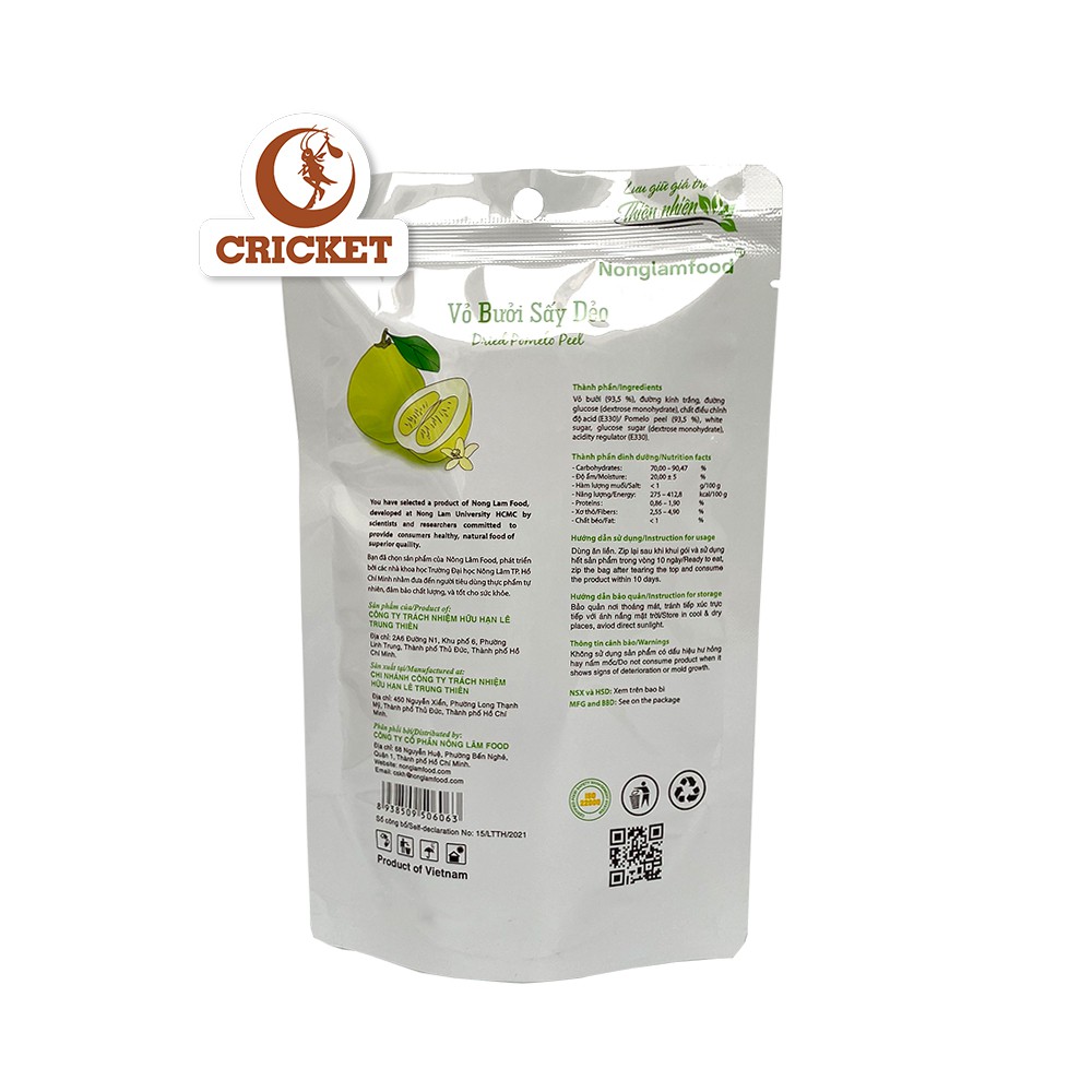 Vỏ Bưởi Sấy Dẻo Từ Thiên Nhiên Túi 25g - Nông Lâm Food lưu giữ những giá trị thiên nhiên