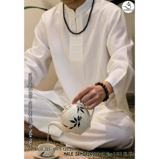 Quần Áo Ngồi Thiền, Đi Lễ Chùa Cao Cấp, Cắt May Thủ Công ZAMBALA - An Phúc Nam - Cổ Cao 3 Gạch