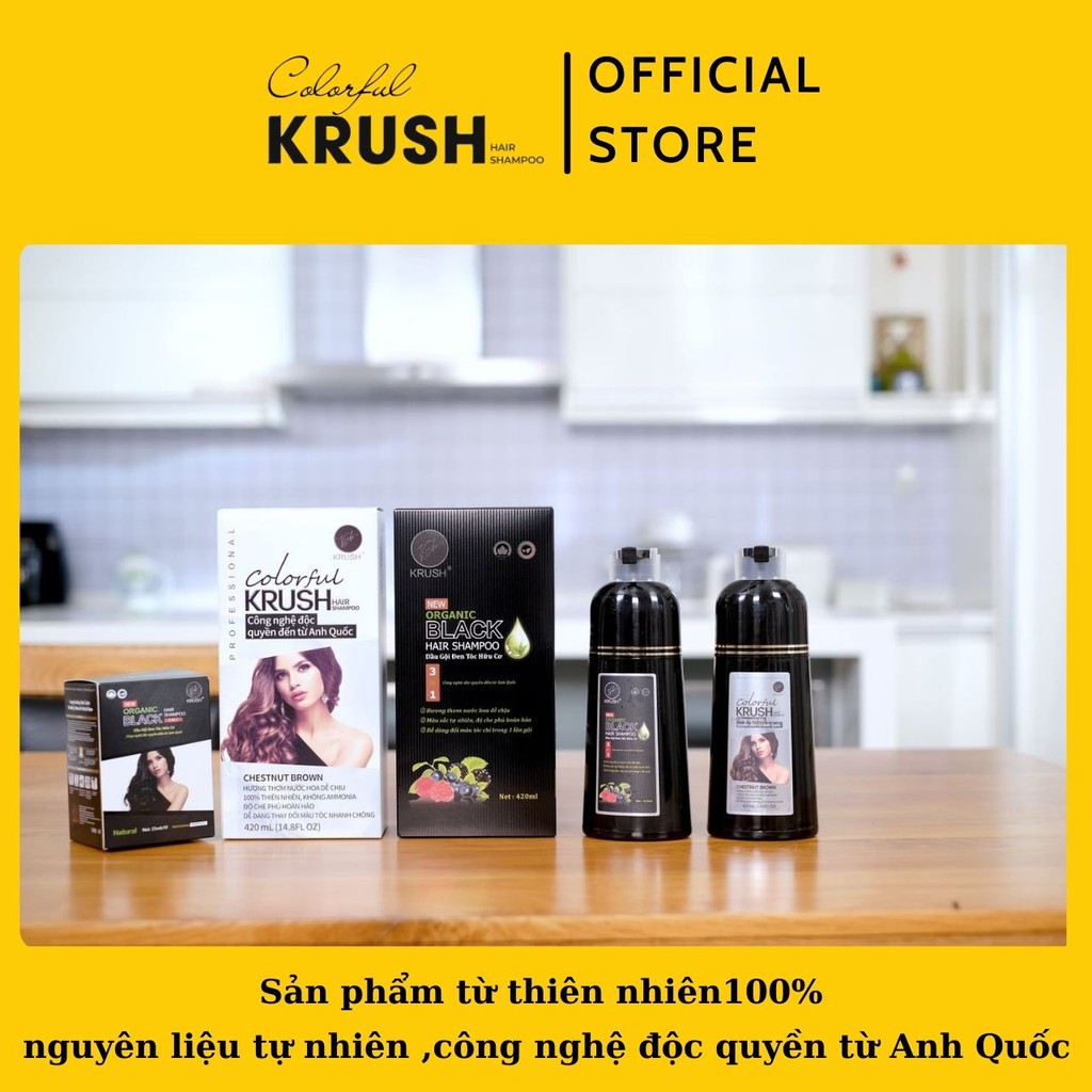 Combo 2 Gói Dầu Gội Đầu Phủ Bạc Đen Tóc Krush Organic 25ml