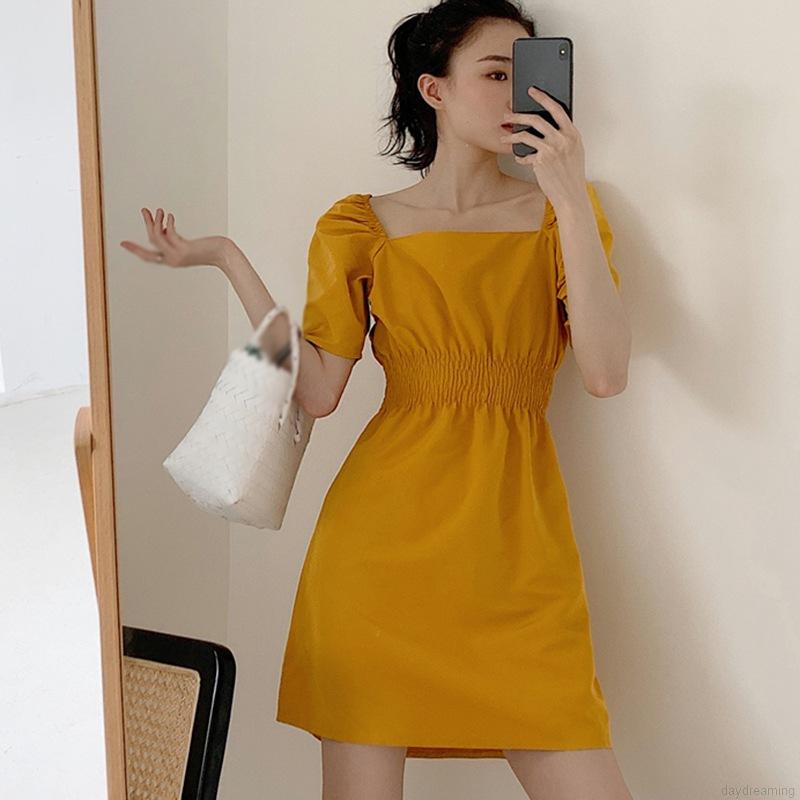 Đầm Ngắn Tay Cổ Vuông Thiết Kế Đơn Giản Thời Trang Dành Cho Nữ | BigBuy360 - bigbuy360.vn