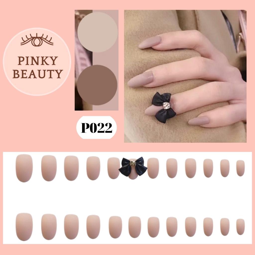 Móng Tay Giả Đính Đá Bộ 24 Móng Giả Dài, Ngắn Họa Tiết Sang Trọng Pinky Beauty Thời Trang Cá Tính Cho Nữ Kèm Keo