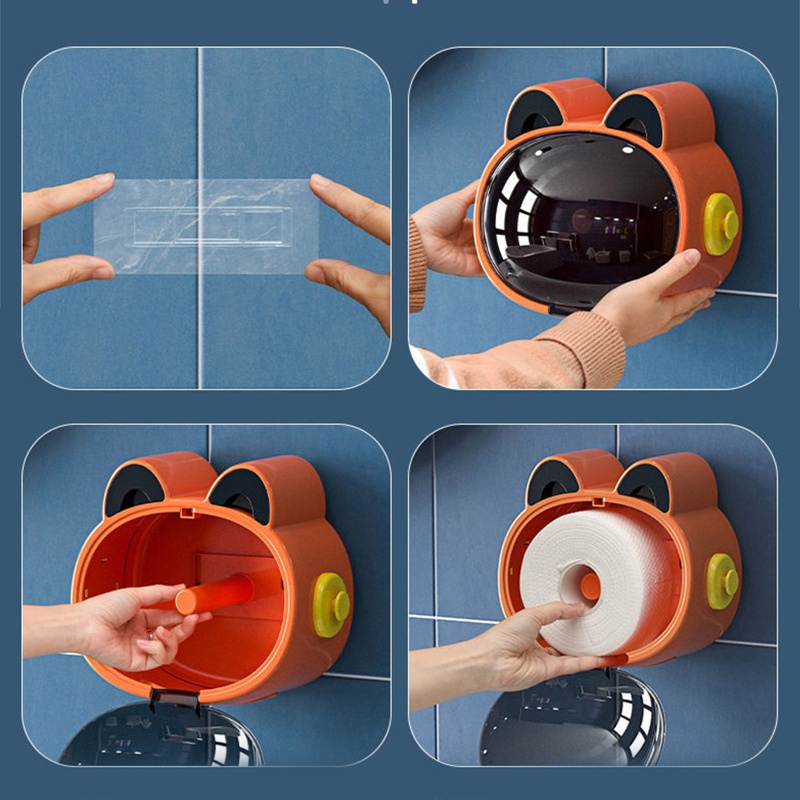 QQ Hộp Đựng Cuộn Giấy Vệ Sinh Gắn Tường Kèm Móc Treo Tiện Dụng