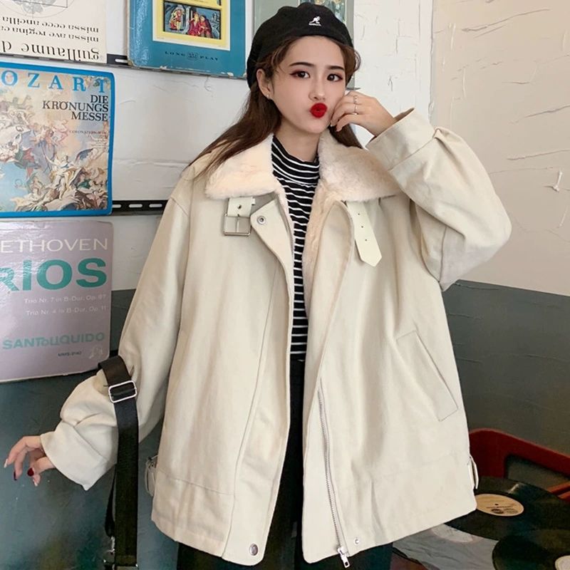 Áo Khoác Cotton Phối Nhung Dày Dáng Rộng Thời Trang Mùa Đông Cho Nữ | BigBuy360 - bigbuy360.vn