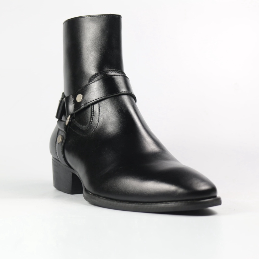 Giày Harness Boots cao cổ thời trang nam chất liệu da bò đế gỗ độn 4.5cm | BigBuy360 - bigbuy360.vn