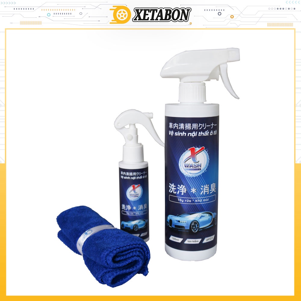 XETABON phân phối CHÍNH HÃNG XWash - Nước tẩy rửa, khử mùi nội thất ô tô KHÔNG HÓA CHẤT tặng kèm khăn lông cừu cao cấp