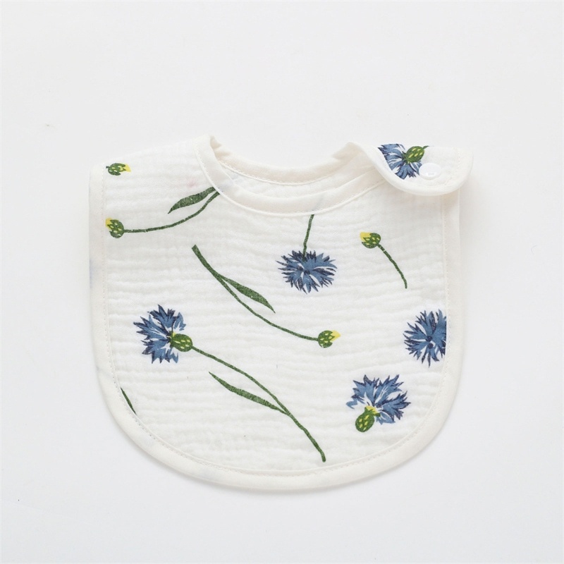 Yếm Ăn Vải Thấm Hút Tốt In Hoa Xinh Xắn Cho Bé