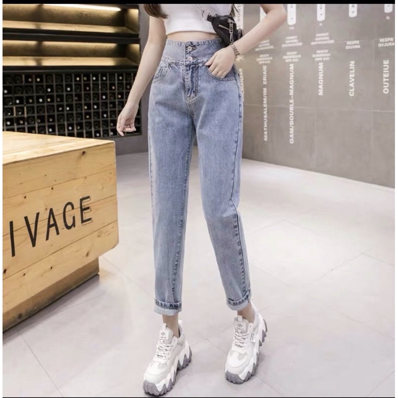 Quần Baggy Nữ Bigsize Lưng Cao Kiểu, Quần Baggy Jean Nữ Size Lớn S-35 từ 40kg-80kg Hàng VNXK Ms73