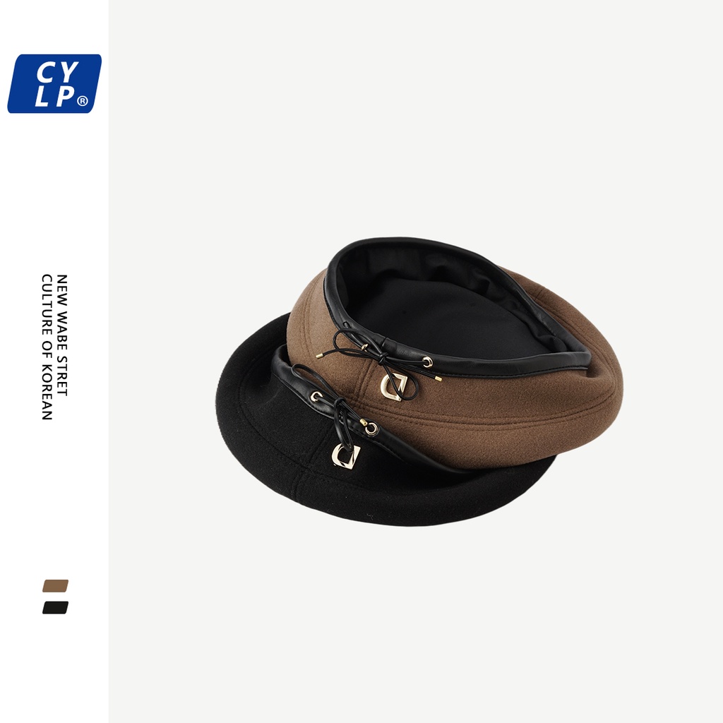 Mũ Beret Len Màu Trơn In Chữ D Đơn Giản Thời Trang Hàn Quốc Cho Nam Nữ