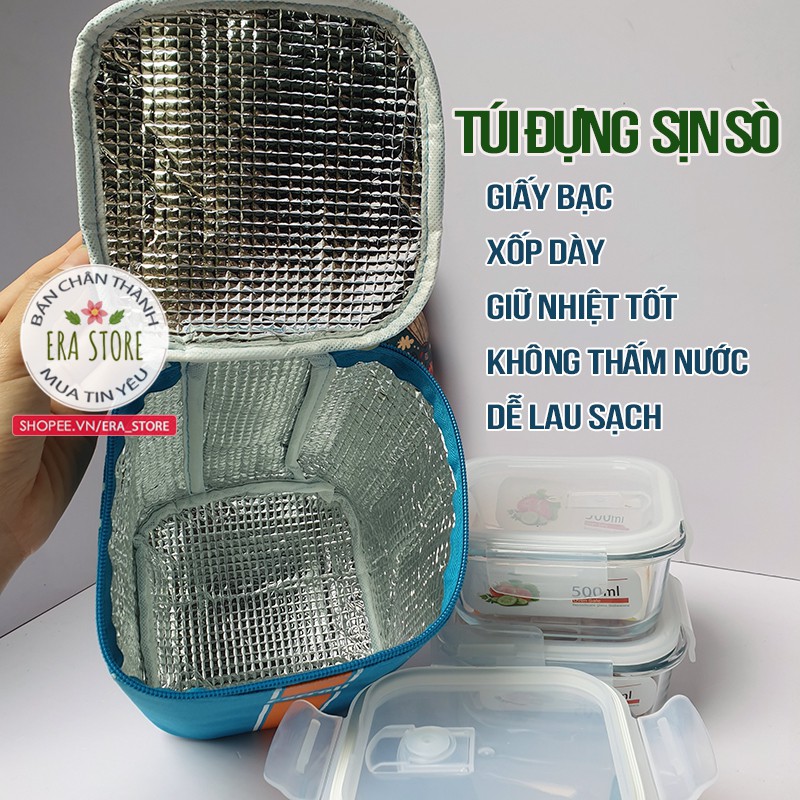 [HÀNG TỐT] Bộ hộp đựng cơm- thức ăn 3 hộp thủy tinh Ferroli nắp chống tràn cao cấp chịu nhiệt tốt túi đựng chất lượng