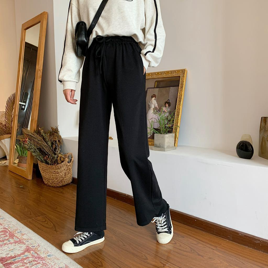 SUXI Quần Dài Ống Rộng Màu Trơn Thời Trang Nữ Tính