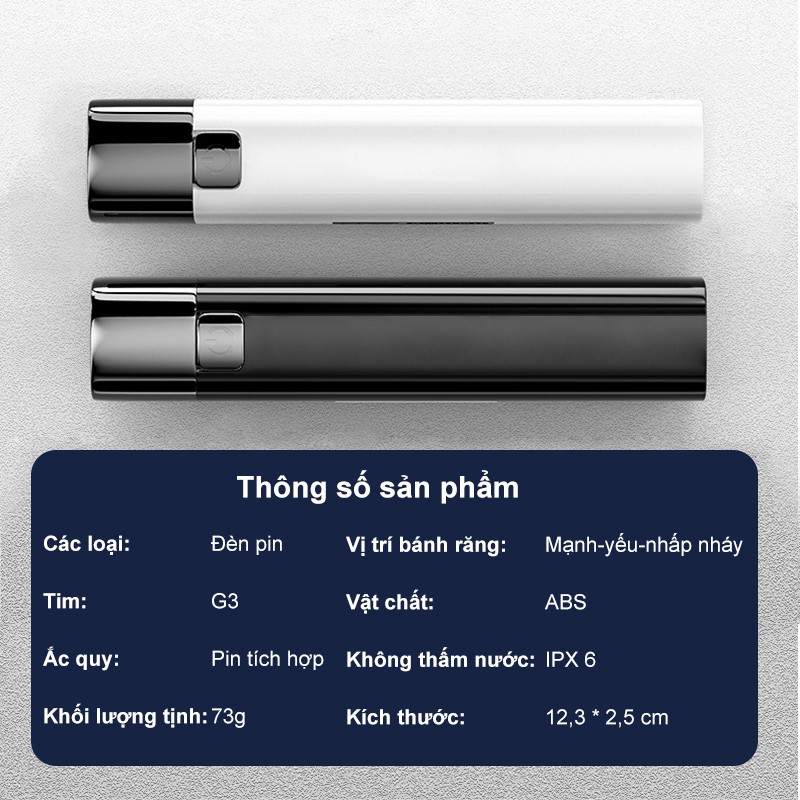 Đèn pin USB nhỏ gọn có thể sạc lại làm từ ABS tiện dụng