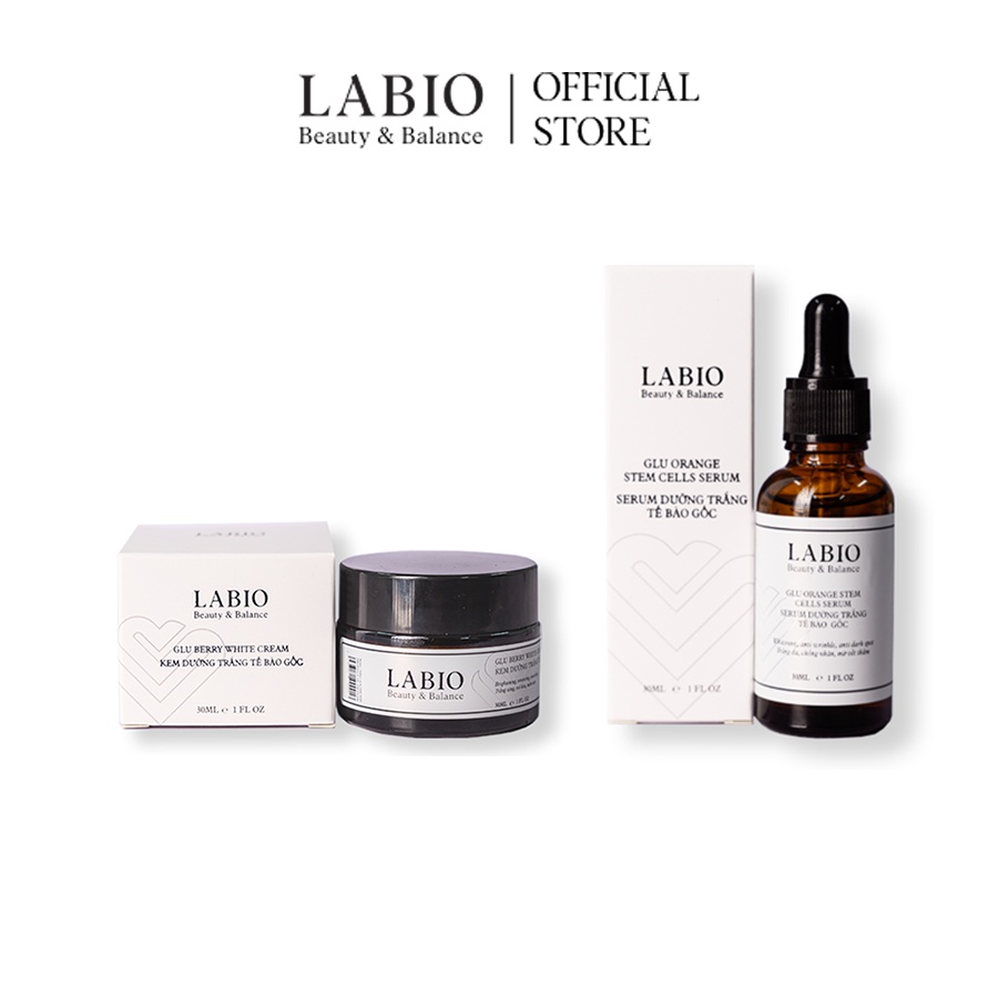 [Mã BMBAU300 giảm 7% đơn 499K] Combo 2 Serum &amp; Kem Dưỡng Trắng Sáng, Mờ Thâm Nám, Trẻ Hóa Da LABIO Glutathione