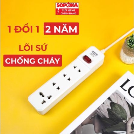 Ổ điện Sopoka 3M - 4M Chịu tải từ 1200W đến 2200W Dây điện dài 2.5m và 4.5m Hàng chính hãng công ty