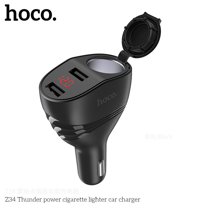 CODHOCO Z34 Cigarette Lighter Car Charger Dual USB Smart LED Digital Display