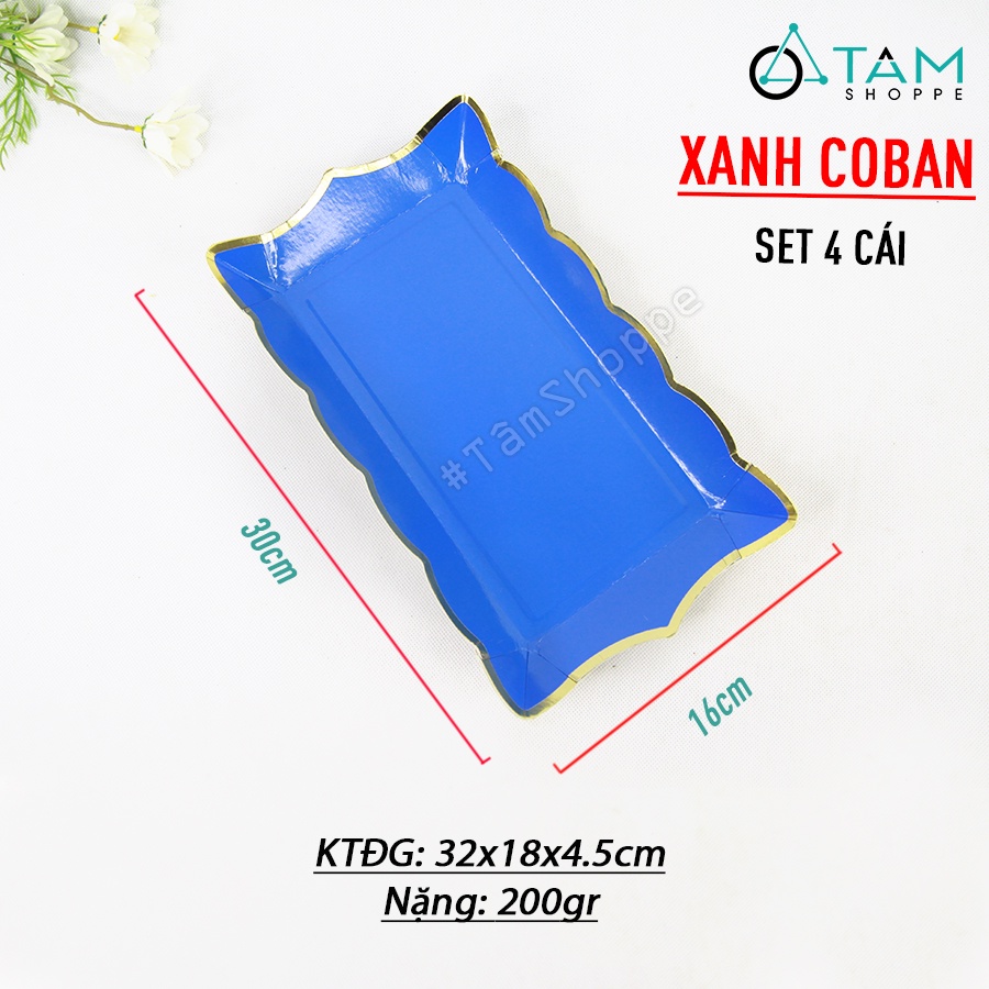 Đĩa giấy trang trí tiệc màu pastel chữ nhật  DG-01