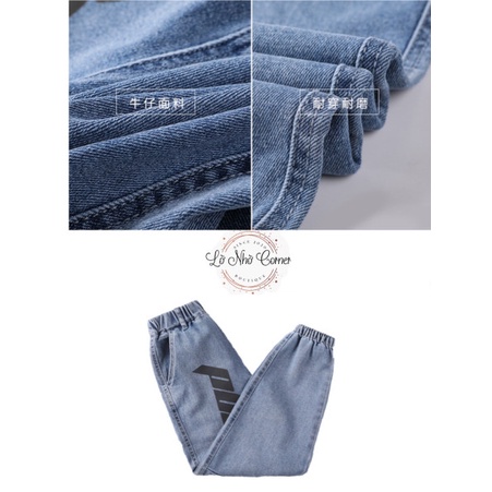 Quần jean jogger bò bé trai gái thời trang phong cách hàn quốc phản quang size đại 3/4/5/6/7/8/9/10/11/12 tuổi 14-50kg