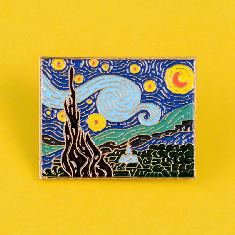 Huy Hiệu Cài Áo Hình Tranh Sơn Dầu Của Van Gogh