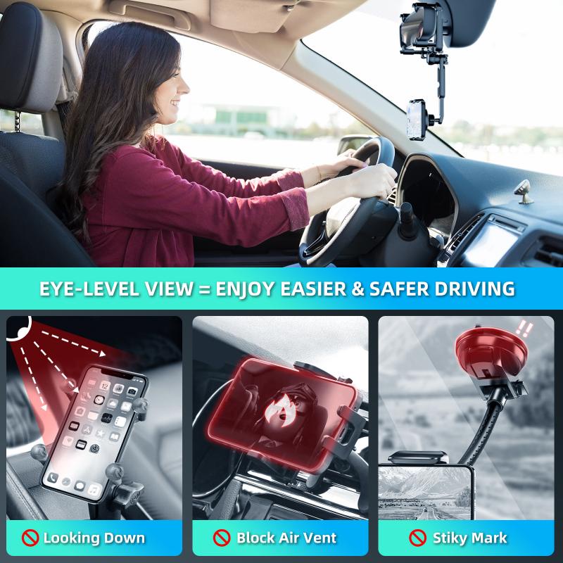 Giá đỡ điện thoại gắn kính chiếu hậu ô tô HDOORLINK đa năng có thể xoay 360 độ và thu gọn tiện dụng
