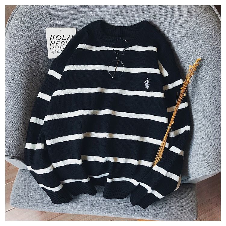 Áo sweater cổ tròn dáng rộng thiết kế rách thời trang thu đông cho nam và nữ