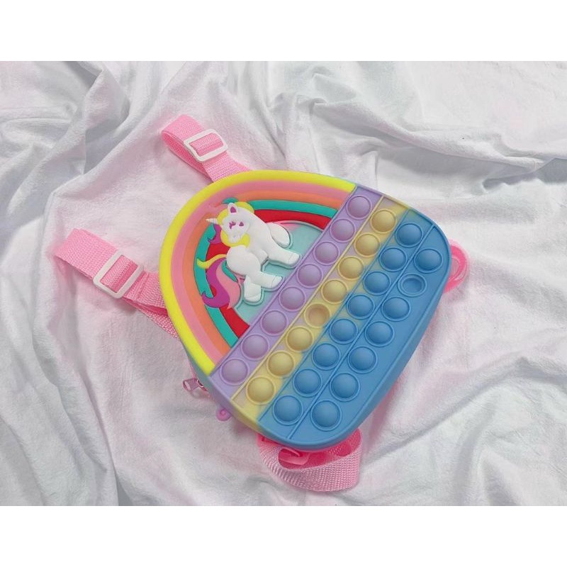 Balo Pop It Kỳ Lân Màu Cầu Vồng Dễ Thương