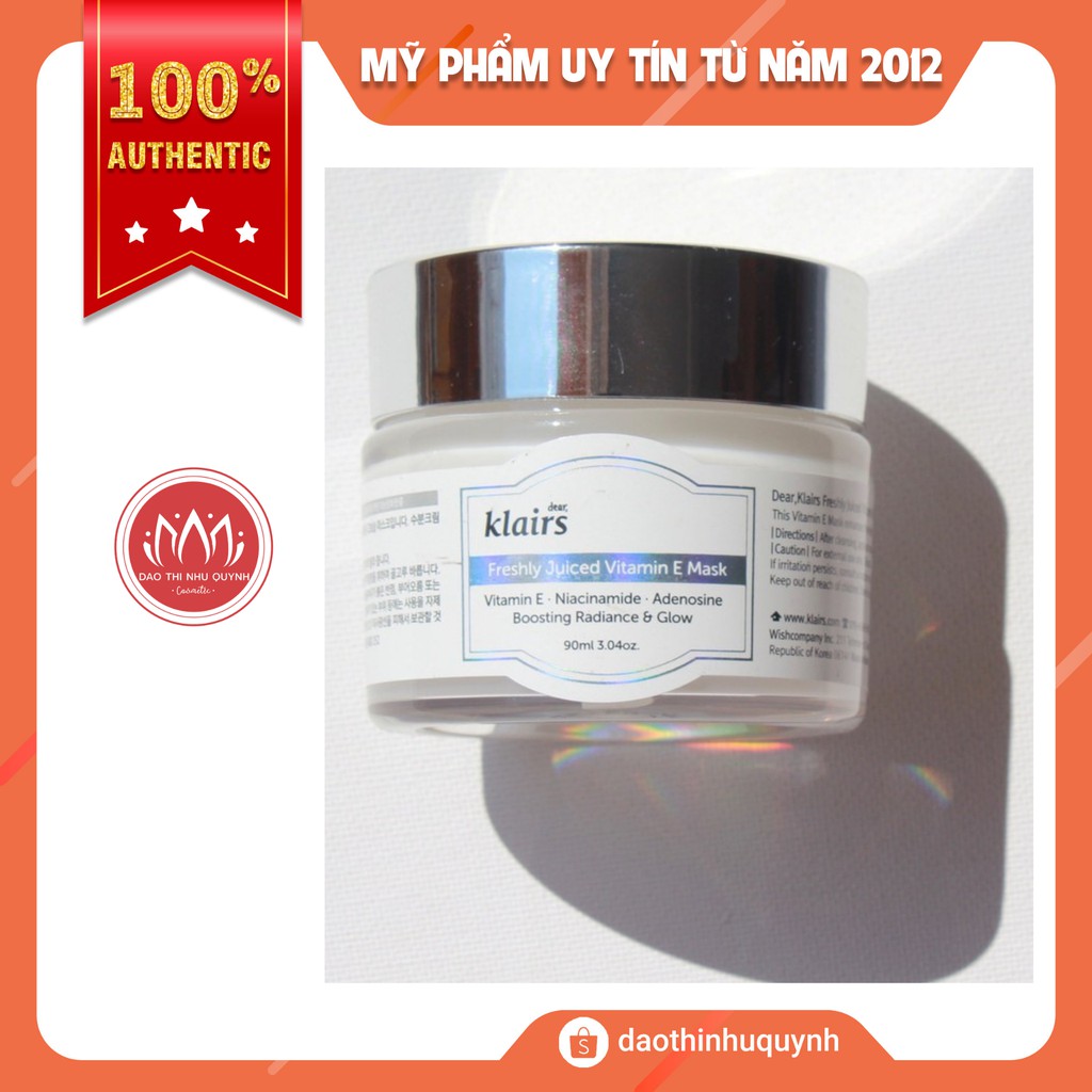 Mặt nạ ngủ Klairs Freshly Juiced Vitamin E 90ml Hàn Quốc -  Kem dưỡng 2 in 1 Kiêm Mask Klair