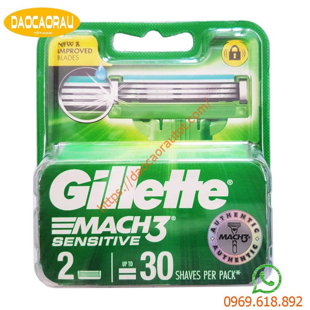 Hộp 2 lưỡi dao cạo râu Gillette Mach 3 sensitive