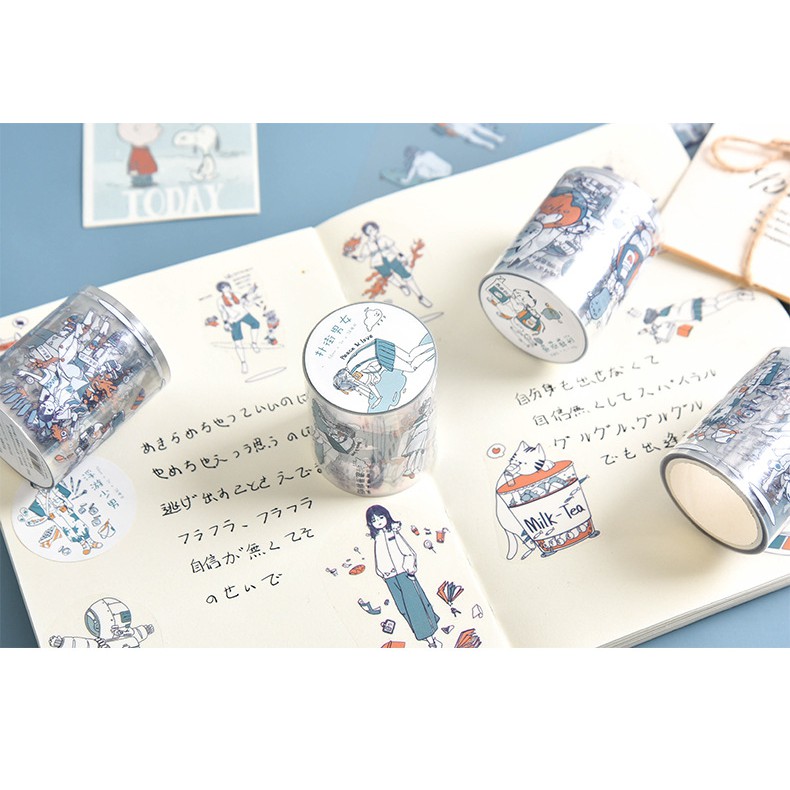 Cuộn Băng Dính Washi Tape Trong Suốt 3M Họa Tiết Anime Trang Trí Sổ DIY
