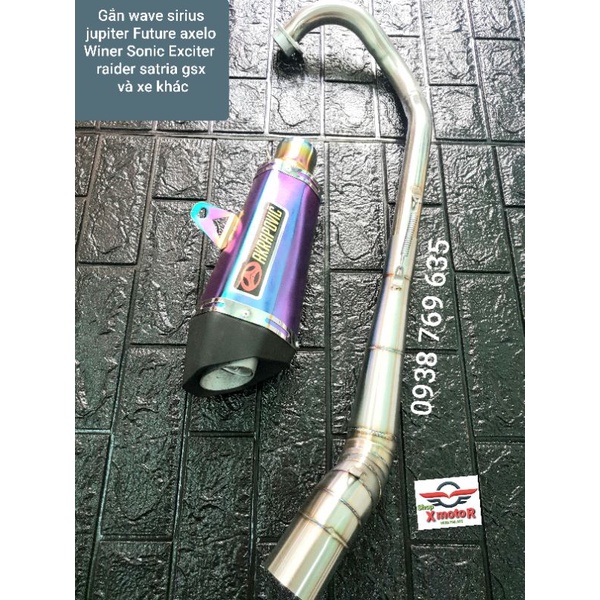 Pô AKRAPOVIC 7 màu gắn wave sirius jupiter axelo Future winer winer x sonic Exciter raider satria gsx giá full cổ.