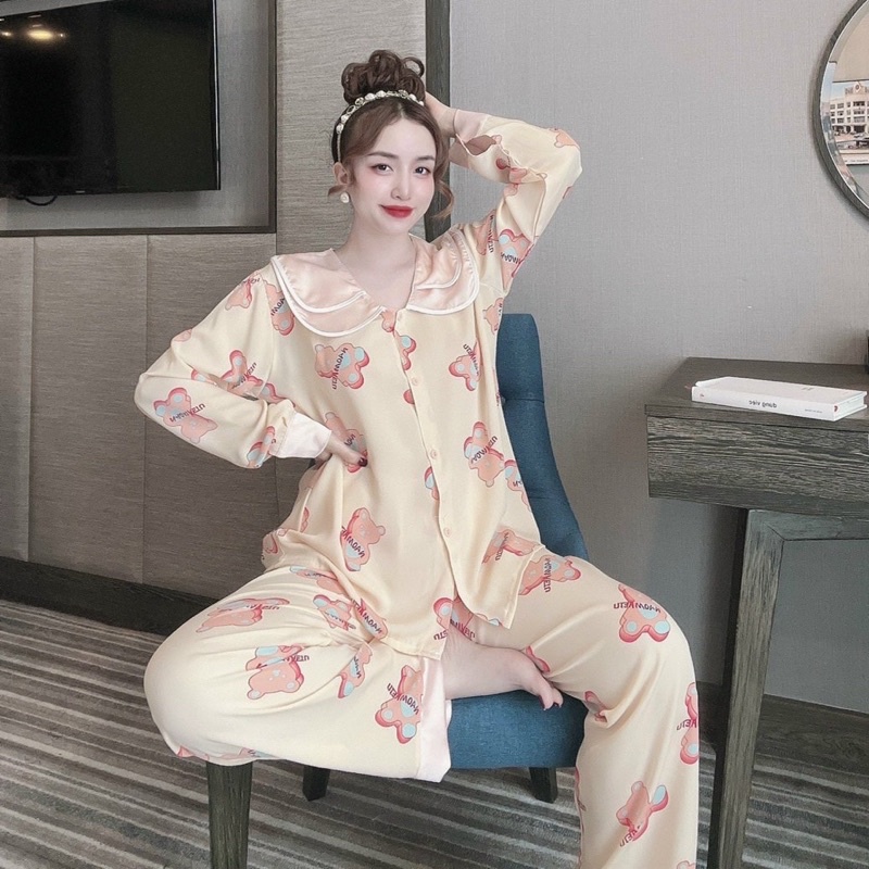 Đồ bộ nữ chất lụa cao cấp, Đồ ngủ pijama mặc nhà form rộng (50 - 110kg)