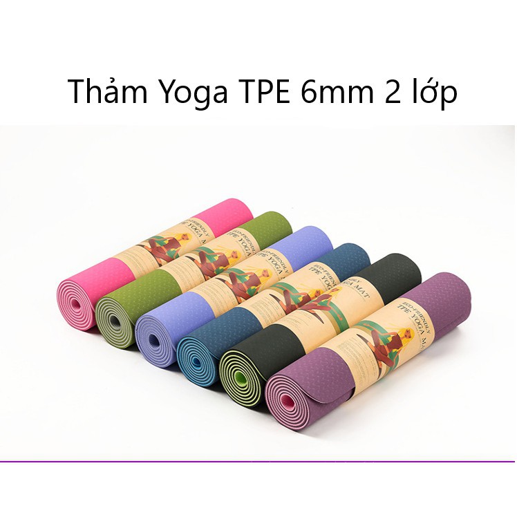 Thảm tập gym và yoga TPE 2 lớp đủ màu,cao su mềm mịn