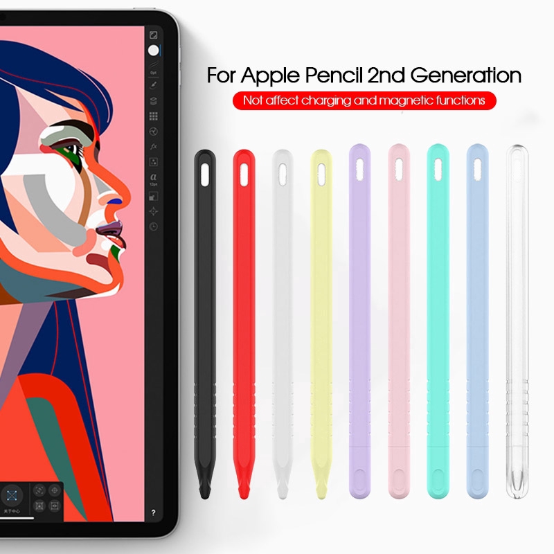 Vỏ silicone mềm kèm nắp bảo vệ đầu cho bút Apple Pencil 2