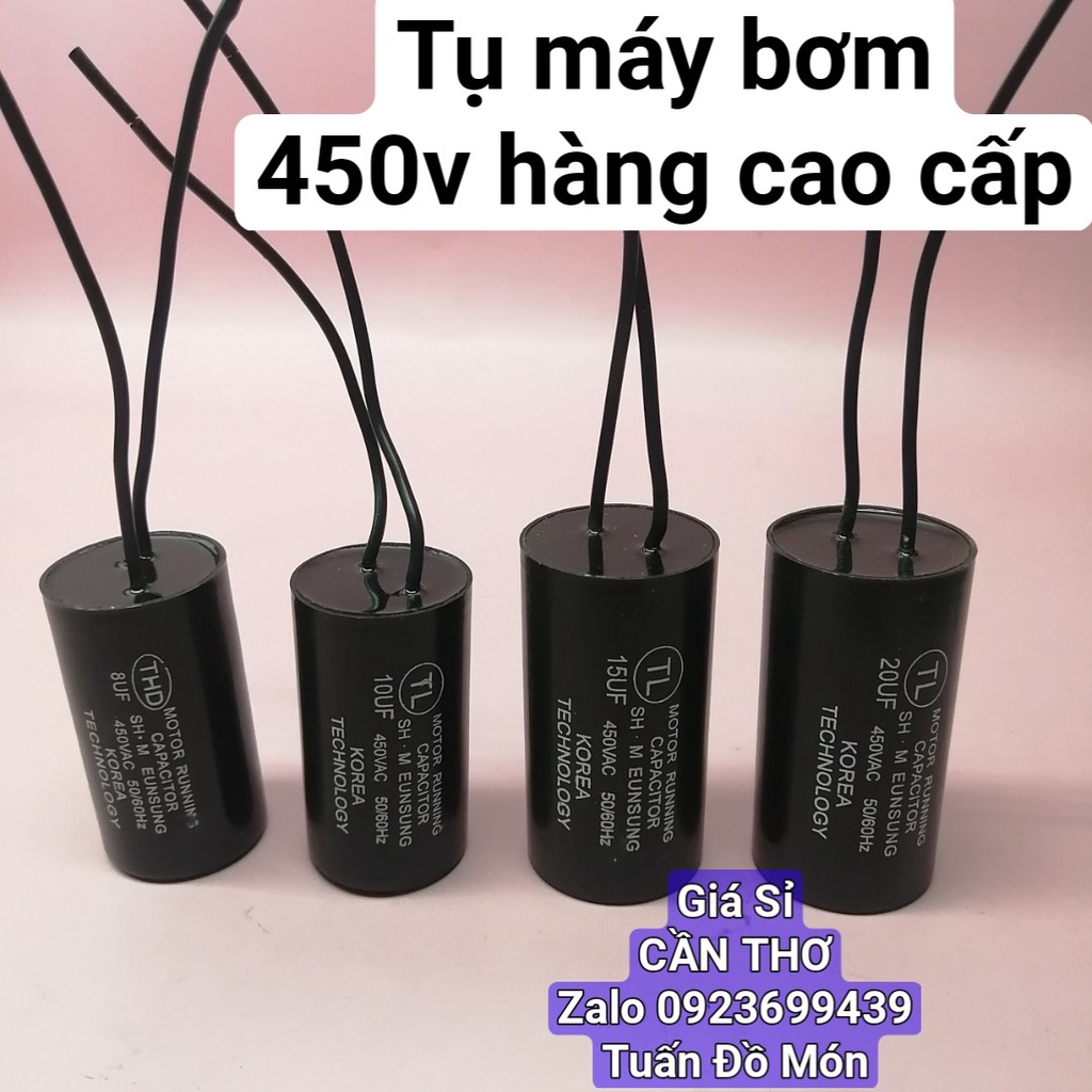 Tụ máy bơm 450VAC 8uf, 10uf, 15uf, 20uf hàng loại tốt