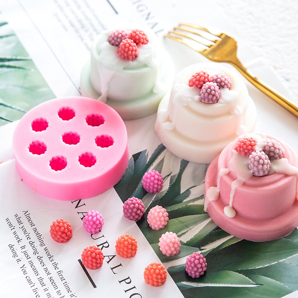 Khuôn silicone tạo hình làm nến/kẹo đường hình quả dâu tây