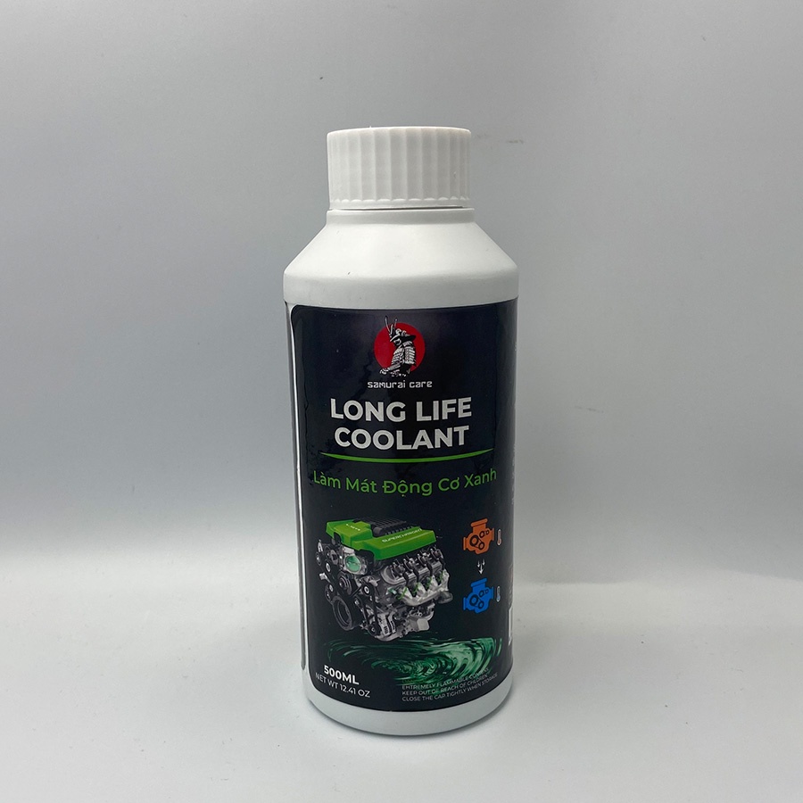 Nước làm mát động cơ ô tô Samurai Care màu đỏ và màu xanh 500ml