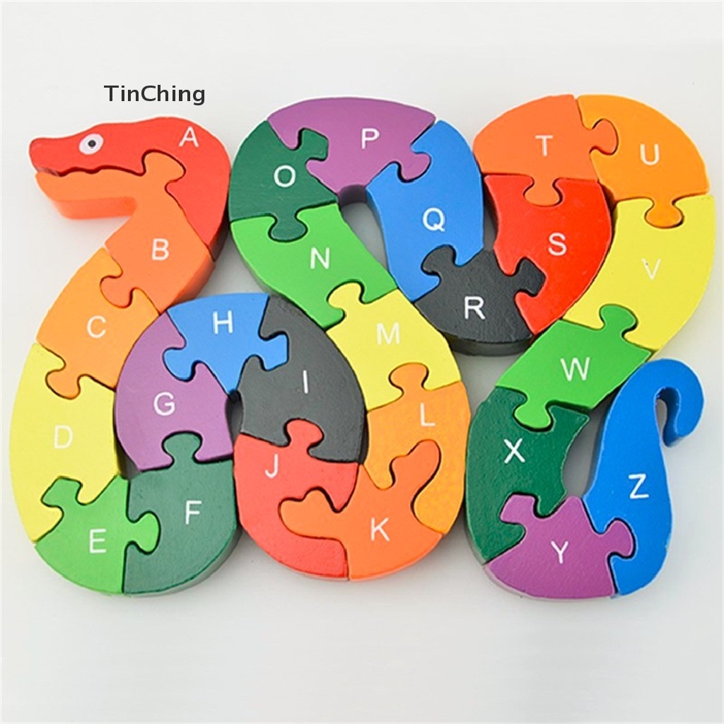 Bộ Đồ Chơi Ghép Hình Con Rắn 26 Chữ Cái Bằng Gỗ Dành Cho Trẻ Em