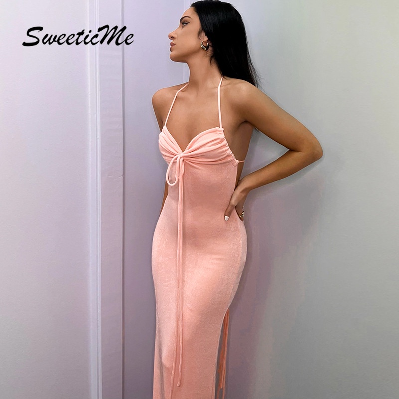 Đầm ôm SweeticMe Cổ Chữ V Hở Lưng Gợi Cảm