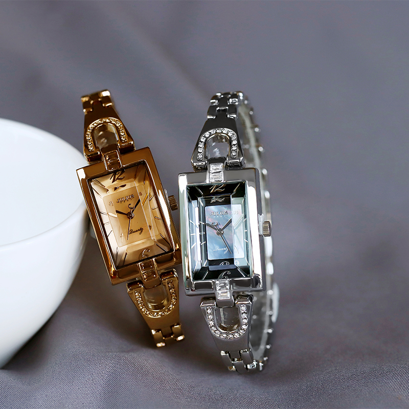 Julius Đồng Hồ quartz Mặt Vuông Mặt Gương Ba Chiều Chống Thấm Nước Thời Trang Cho Nữ 443