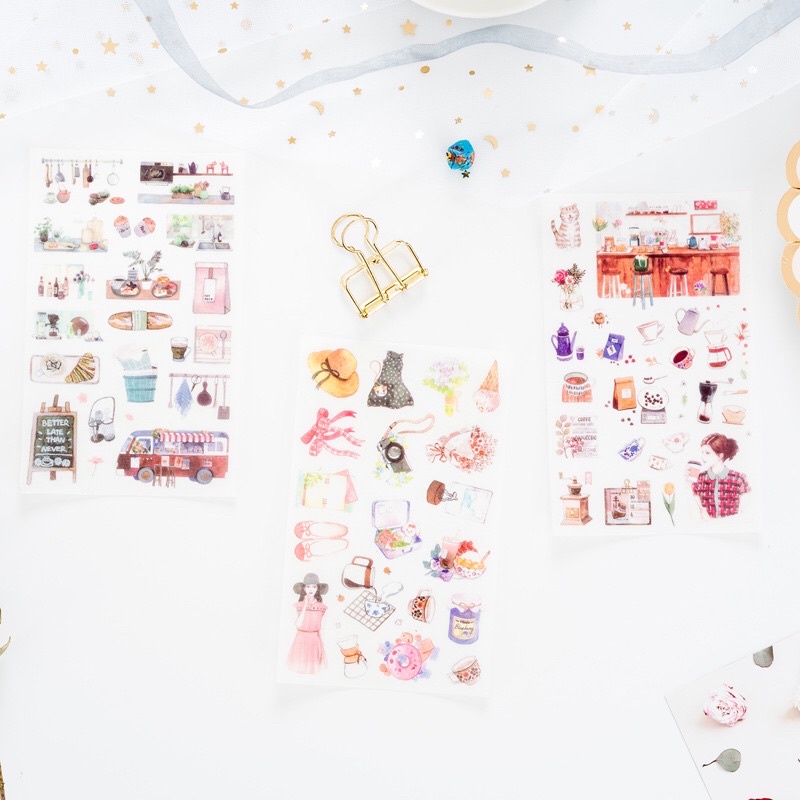 Sticker hình dán đồ dùng nhà bếp trang trí sổ Bullet Journal