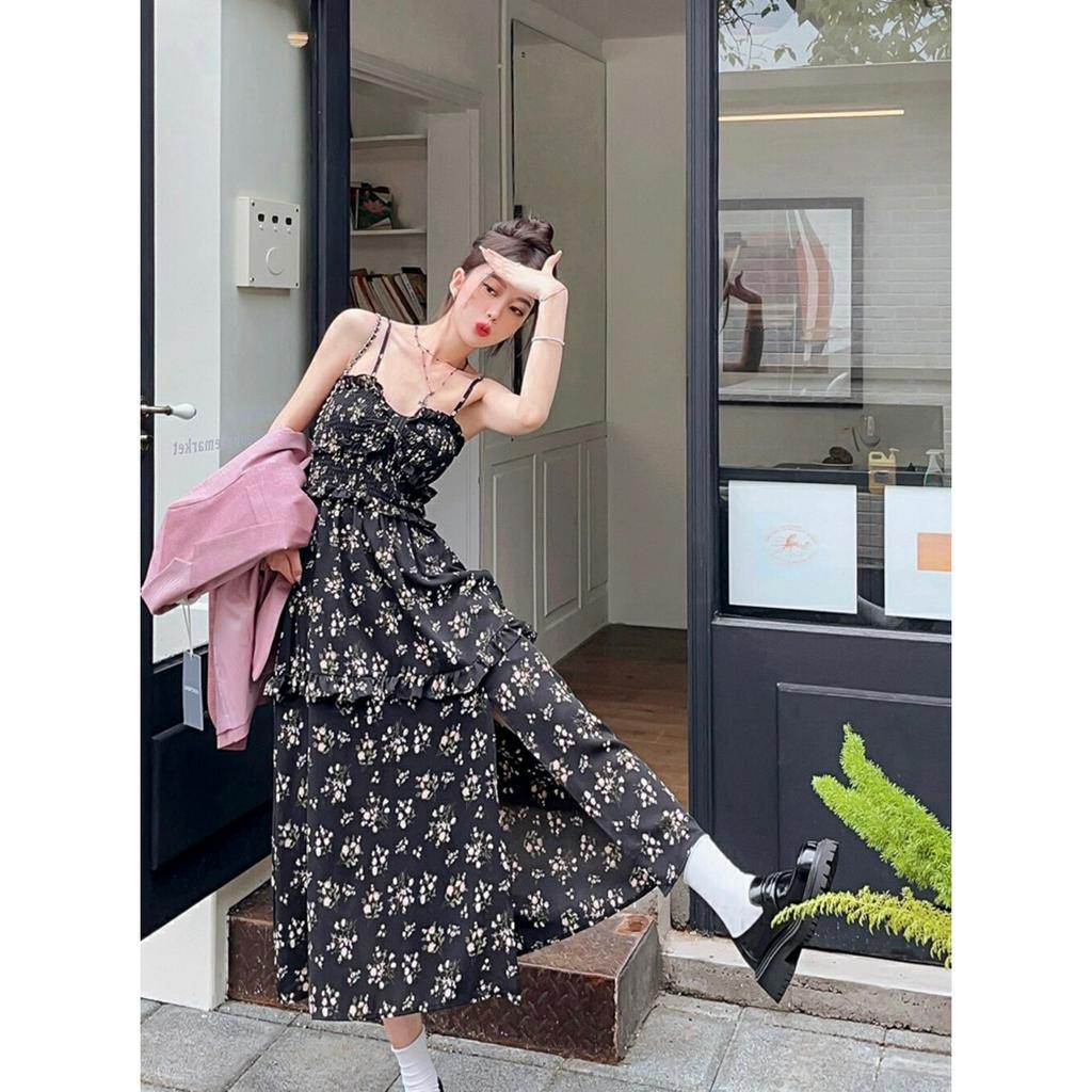 Cocory vn Đầm Hai Dây Họa Tiết Hoa Phong Cách Hàn Quốc Thời Trang Mùa Hè Cho Nữ