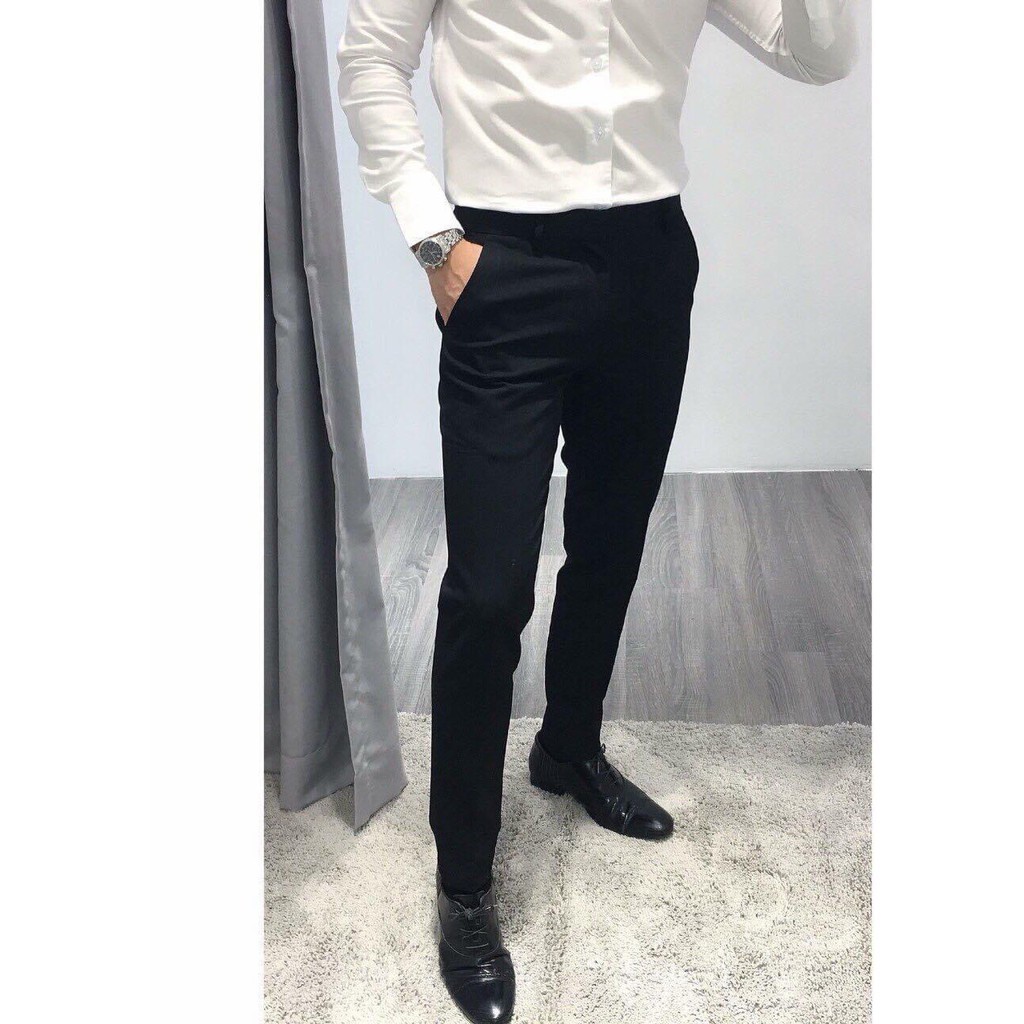 (COMBO X2) Áo sơ mi nam trắng dài tay vs Quần âu nam đen công sở | BigBuy360 - bigbuy360.vn