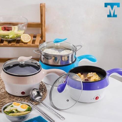 HÀNG XỊN Nồi Điện Mini Hai Tầng Đa Năng Tặng Kèm Khay Hấp có thể Chiên, Xào, Nấu ăn, nấu cơm, nấu lẩu mini